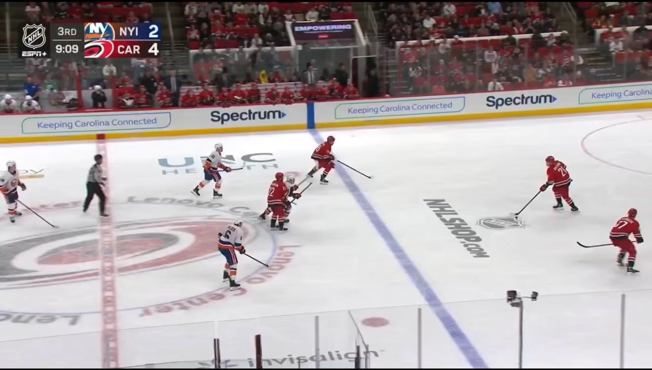 Andrei Svechnikov blows by Matthew Schaefer