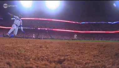 Umpire Mark Wegner pulled his hamstring making a close call at second