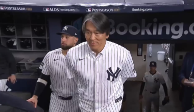 Hideki Matsui tosses out the first pitch in the Bronx 😤