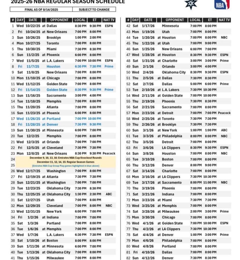 Spurs Season TV Schedule & Cost Breakdown