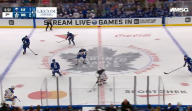 Byram with a great shot from the point ties it up. Big screen by Doan and Tuch up front