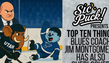 Top Ten Things Blues Coach Jim Montgomery Has Also Overlooked, Not Just Logan Cooley