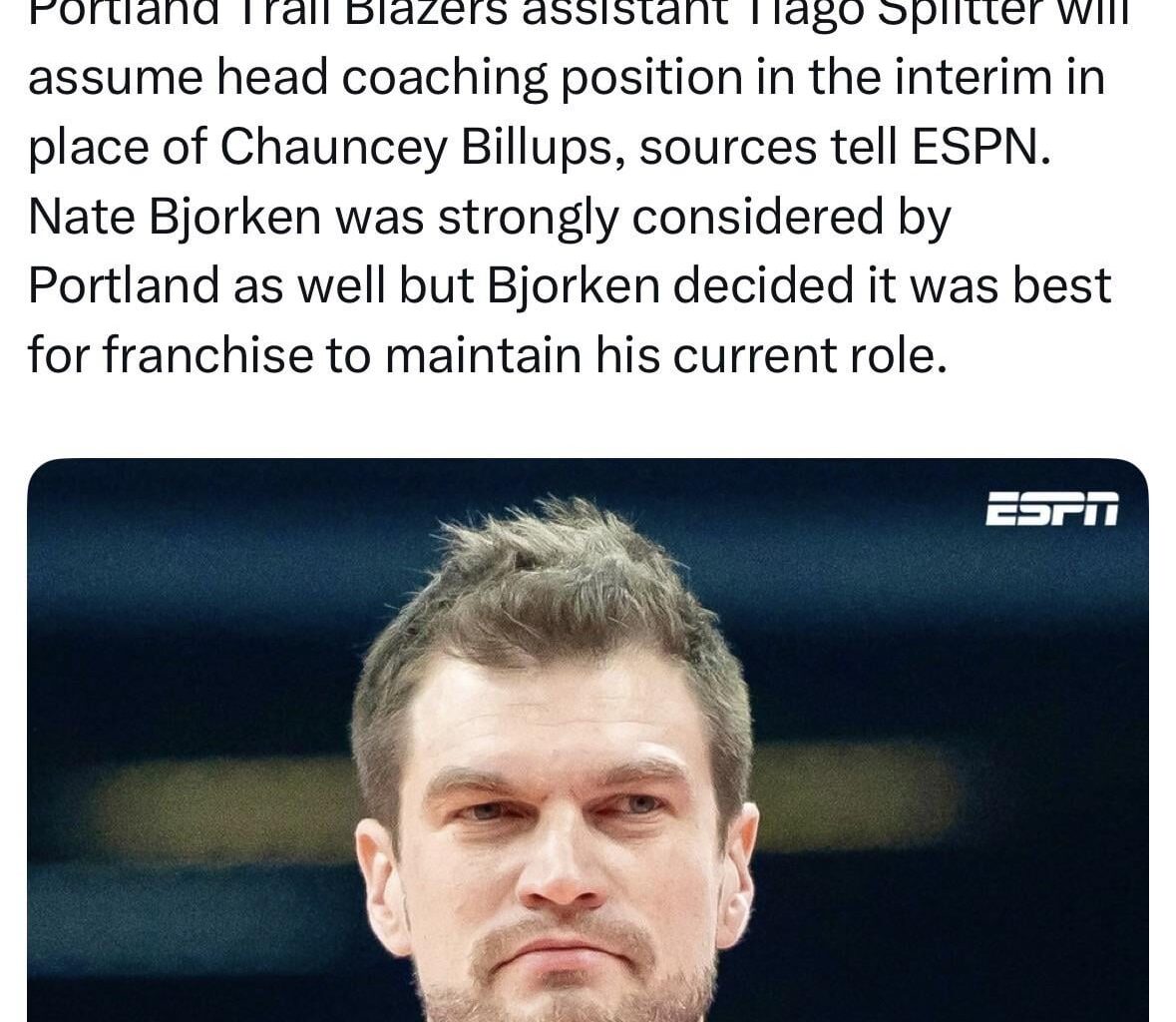 Tiago Splitter will serve as Interim Head Coach