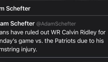Pats will not be facing Ridley Sunday
