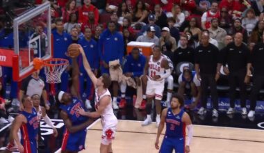 [Highlight] Matas Buzelis with the thunderous poster dunk on Isaiah Stewart (with replays).
Stewart nearly blocks it