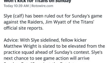 K Joey Slye out Sunday, Mathew Wright to be elevated