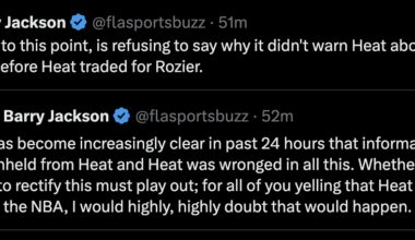 [Barry Jackson] NBA, to this point, is refusing to say why it didn't warn Heat about any of this before Heat traded for Rozier...It has become increasingly clear in past 24 hours that information was withheld from Heat and Heat was wronged in all this.