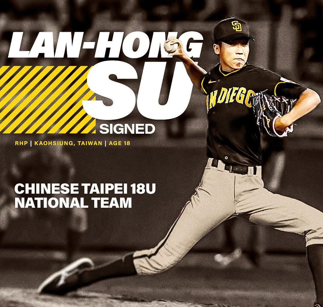 [Padres] We have agreed to terms with Taiwanese right-handed pitcher Lan-Hong Su.
