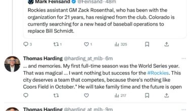 Rockies assistant GM Zack Rosenthal, who has been with the organization for 21 years, has resigned from the club.