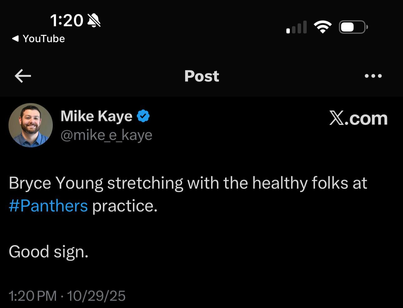 [Kaye] Bryce seems to be with the participating group of players today