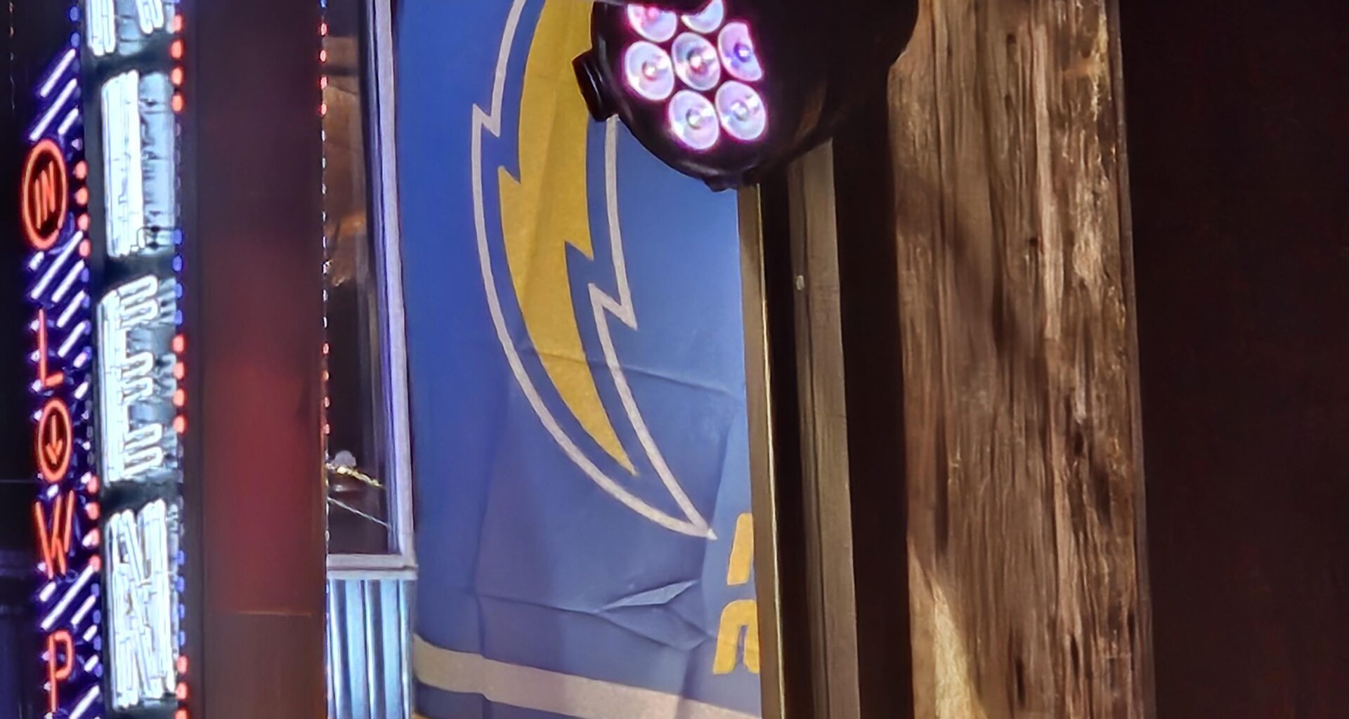 Chargers Flags flying in Downtown Nashville