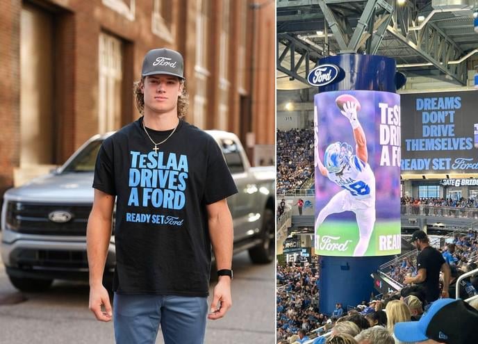 TESLAA DRIVES A FORD