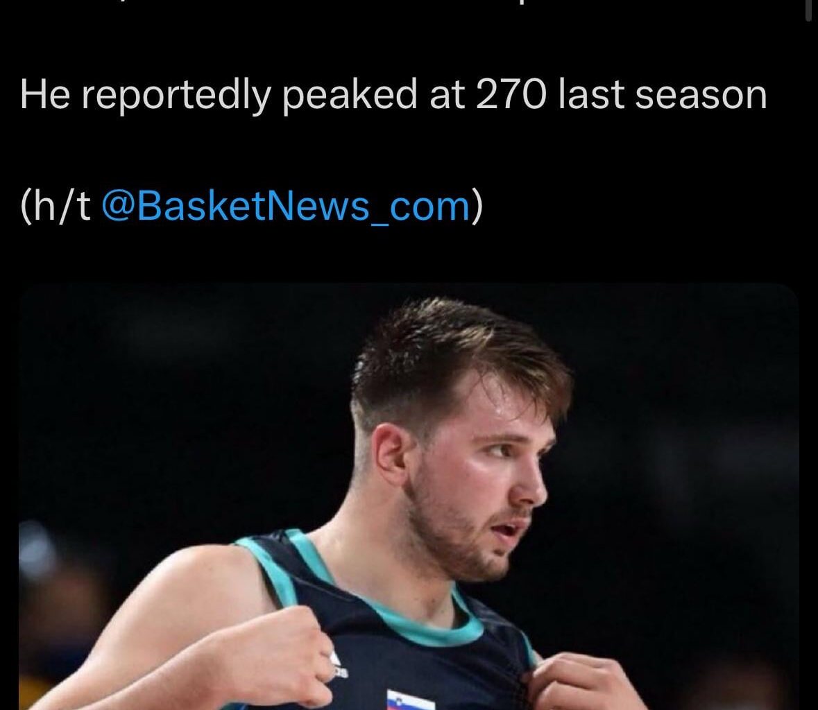[BasketNews] Luka Doncic official weight entering the 2025/26 season is 244 pounds. He reportedly peaked at 270 last season