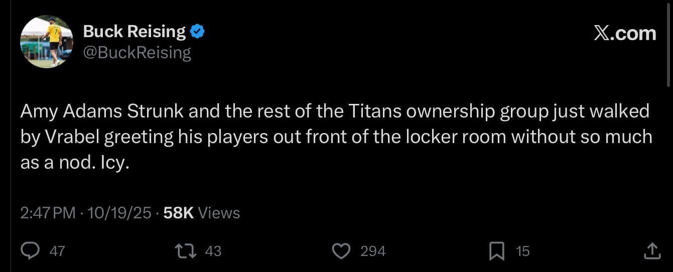 Amy Adams Strunk Doesn’t Acknowledge Vrabel - Buck Reising on X