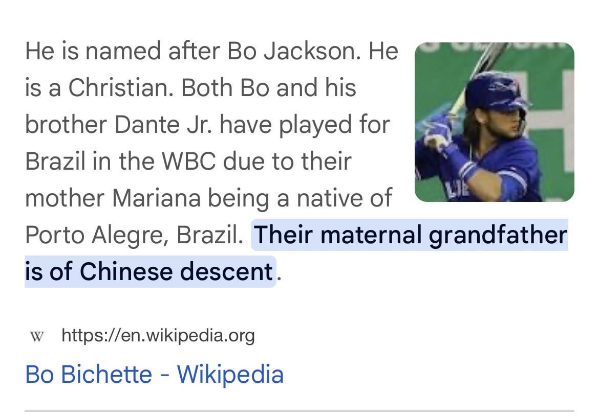 Rocking with the Jays for a bit… and found out Bo Bichette’s name came from Bo Jackson.