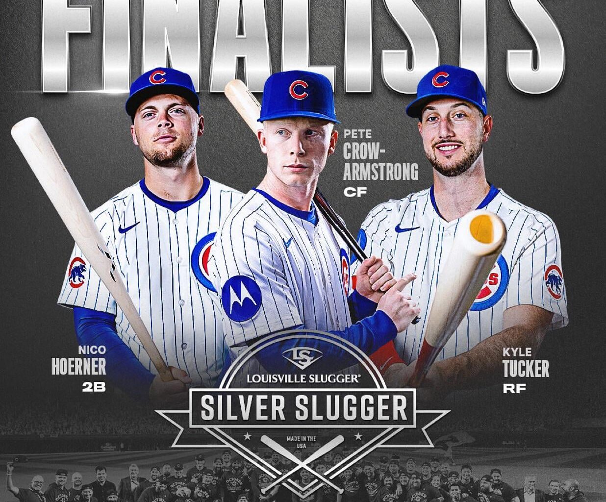[Cubs] Nico Hoerner (2B), Pete Crow-Armstrong (CF), and Kyle Tucker (RF) are finalists for Silver Slugger Awards. The team is a finalist for NL Offensive Team of the Year!