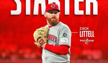 [Reds] Zack Littell on the mound for Game 2.