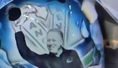 Who’s this on the back of Demko’s mask?