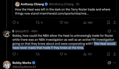 [Barry Jackson] Bobby's answer to question posed below is what this comes down to. Withholding information from Heat was simply the wrong thing to do. Hornets are taking the fifth, refusing to say if they knew (they haven't clarified to Heat, either, as of Friday)