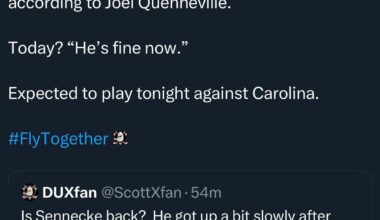 [Cavanagh] Beckett Sennecke’s maintenance day yesterday was due to a minor lower-body “ailment” according to Joel Quenneville. Today? “He’s fine now.” Expected to play tonight against Carolina.