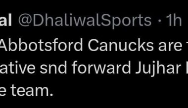 Abbotsford is talking Jujhar Khaira into rejoining the team (@DhaliwalSports) [X/Twitter]