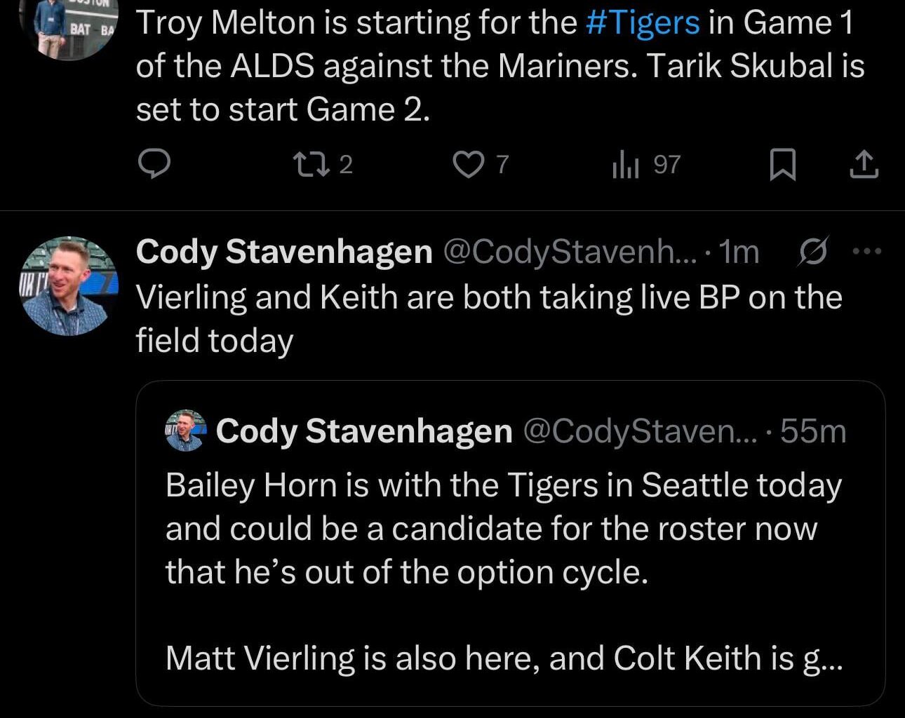 Troy Melton officially Game 1 starter, Tarik Skubal Game 2, Keith and Vierling taking BP? 👀
