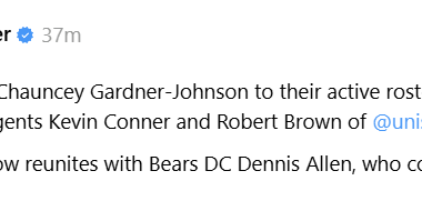 [Schefter] Bears are signing S Chauncey Gardner-Johnson to their active roster after his visit yesterday, per his agents Kevin Conner and Robert Brown of @unisportsmgmt