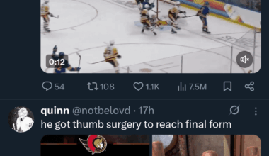 This NHL ad tweet that got served to me today, oof. Bonus Brady Tkachuk thumb joke below too.
