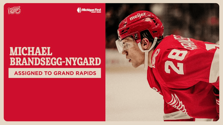 UPDATE: The #RedWings have assigned Michael Brandsegg-Nygard to the AHL’s Grand Rapids Griffins.