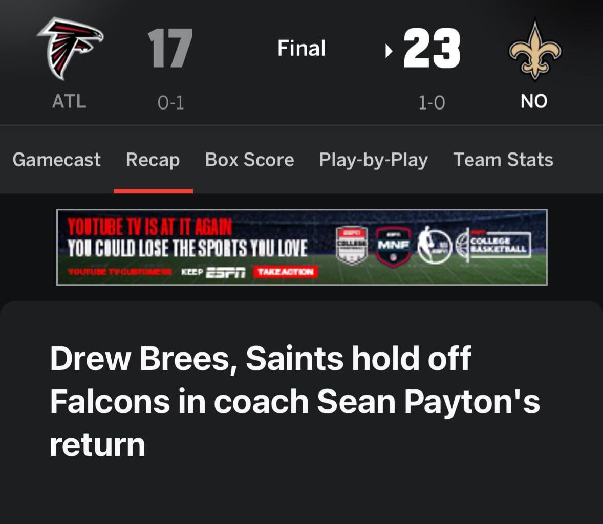 Favorite/memorable Saints vs Falcons game besides 2006?