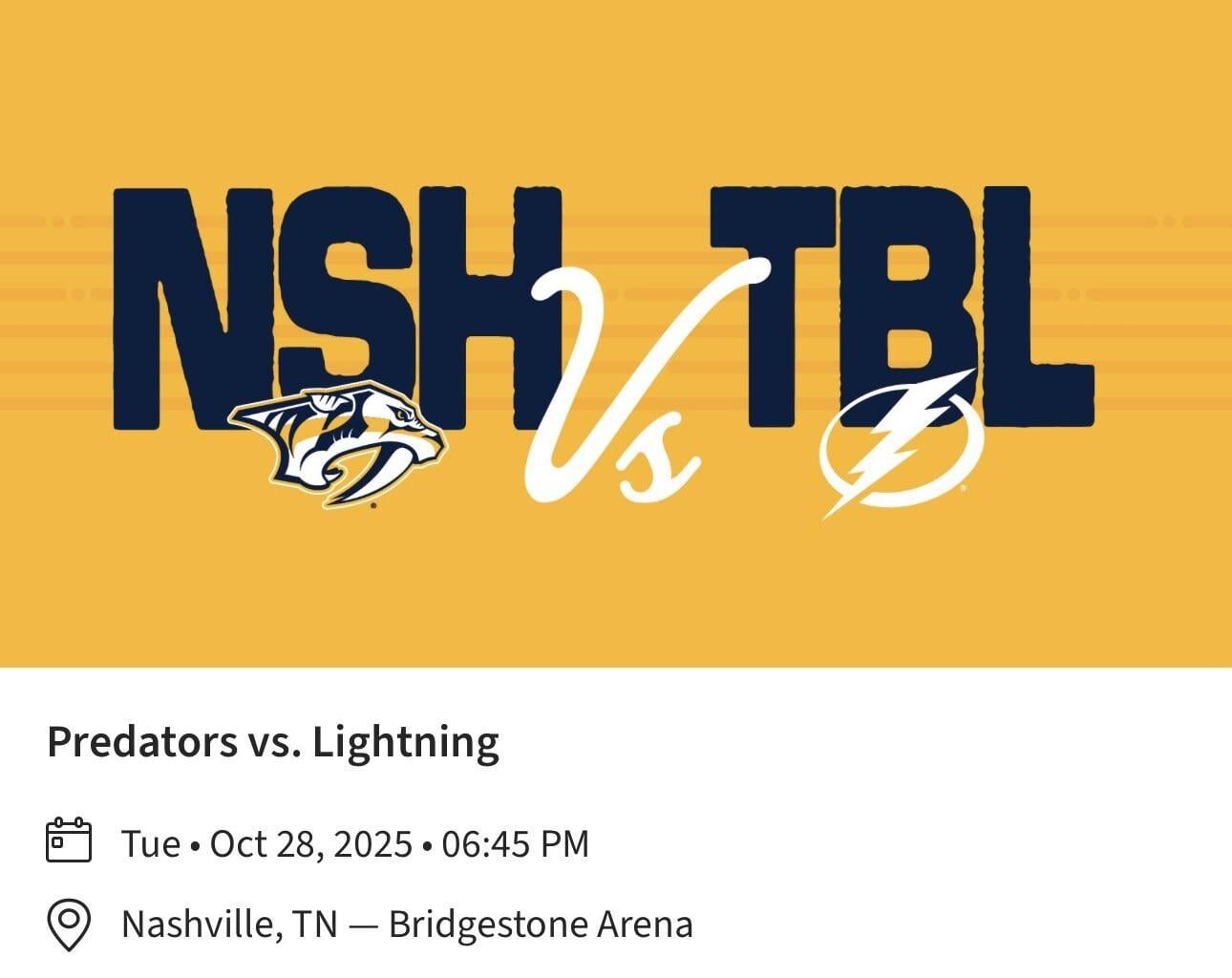 I decided it’s time to see the Lightning in action. So I’m taking a +6 hour trip to watch them destroy the Preds ☺️