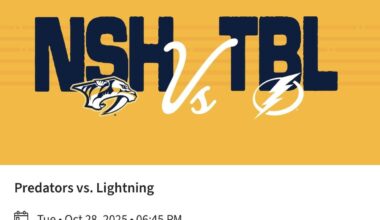 I decided it’s time to see the Lightning in action. So I’m taking a +6 hour trip to watch them destroy the Preds ☺️