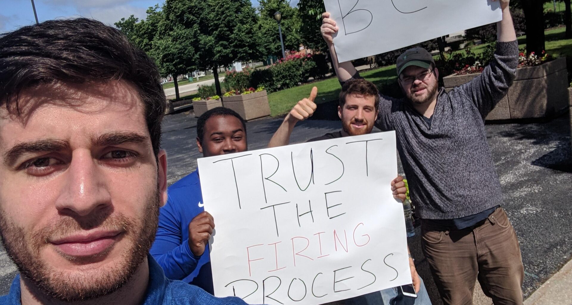 Picture of me and the anti Colangelo "protesters" next the Sixers facility in 2018. How the times have changed