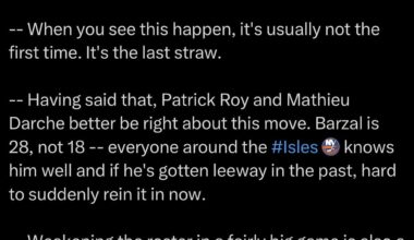 Potential insight into Barzal decision