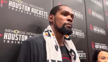 Reporter: "Going back to OKC, are there any people in the arena, employees, anyone that you like to see when you go back to the arena? " -Kevin Durant: "No."