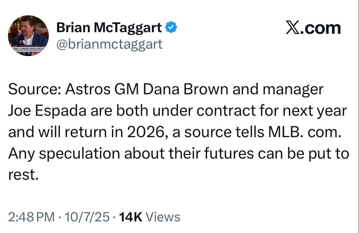 Espada and Dana Brown staying put