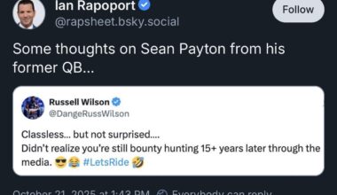 Russ taking shots at Sean Payton online. Russell loosening the PR image as his career winds down