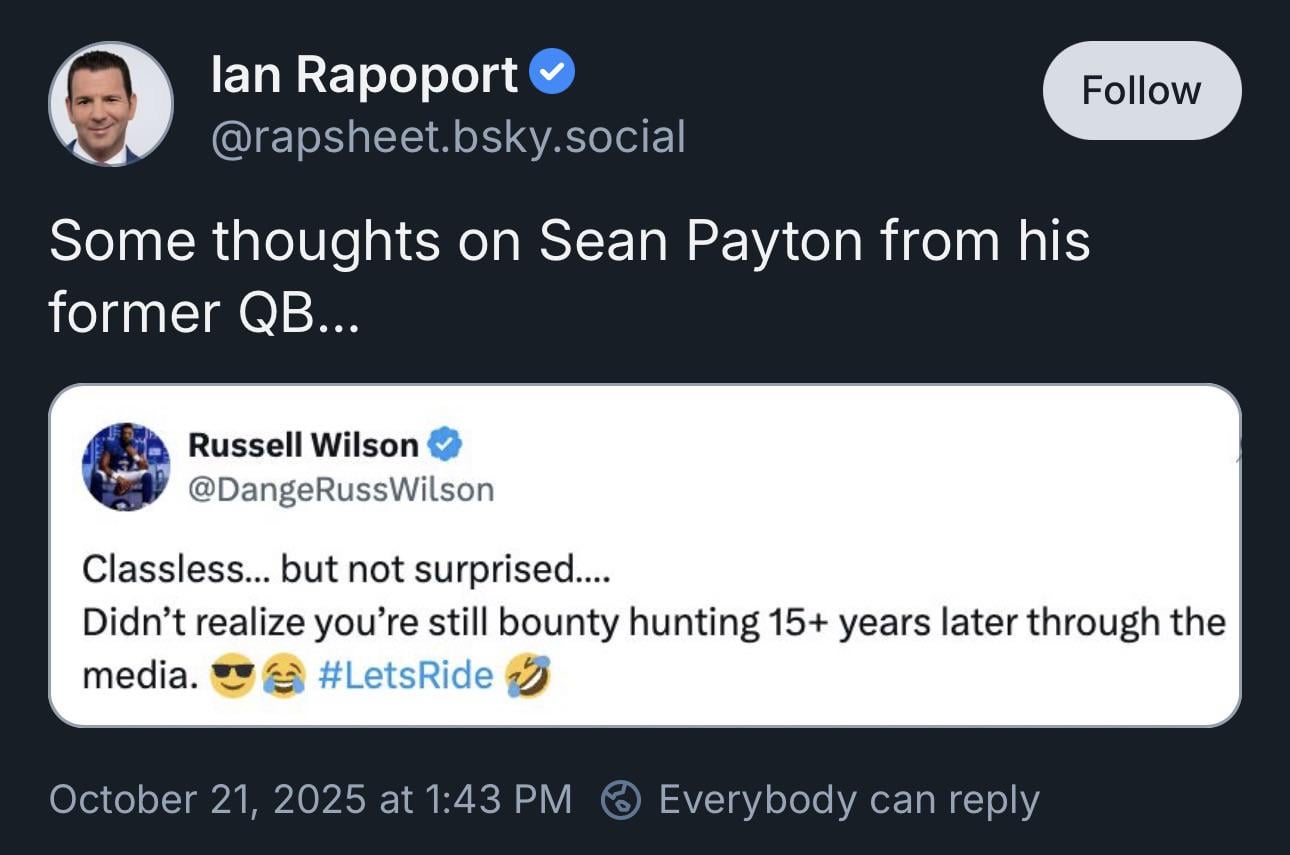 Russ taking shots at Sean Payton online. Russell loosening the PR image as his career winds down