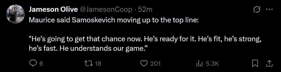 Rumor is Samo to the top line