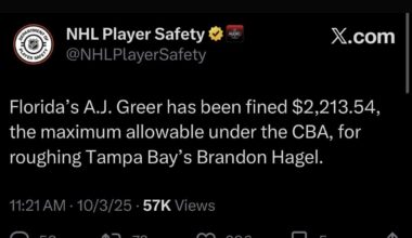 Greer's $$$ fine for roughing Hagel.