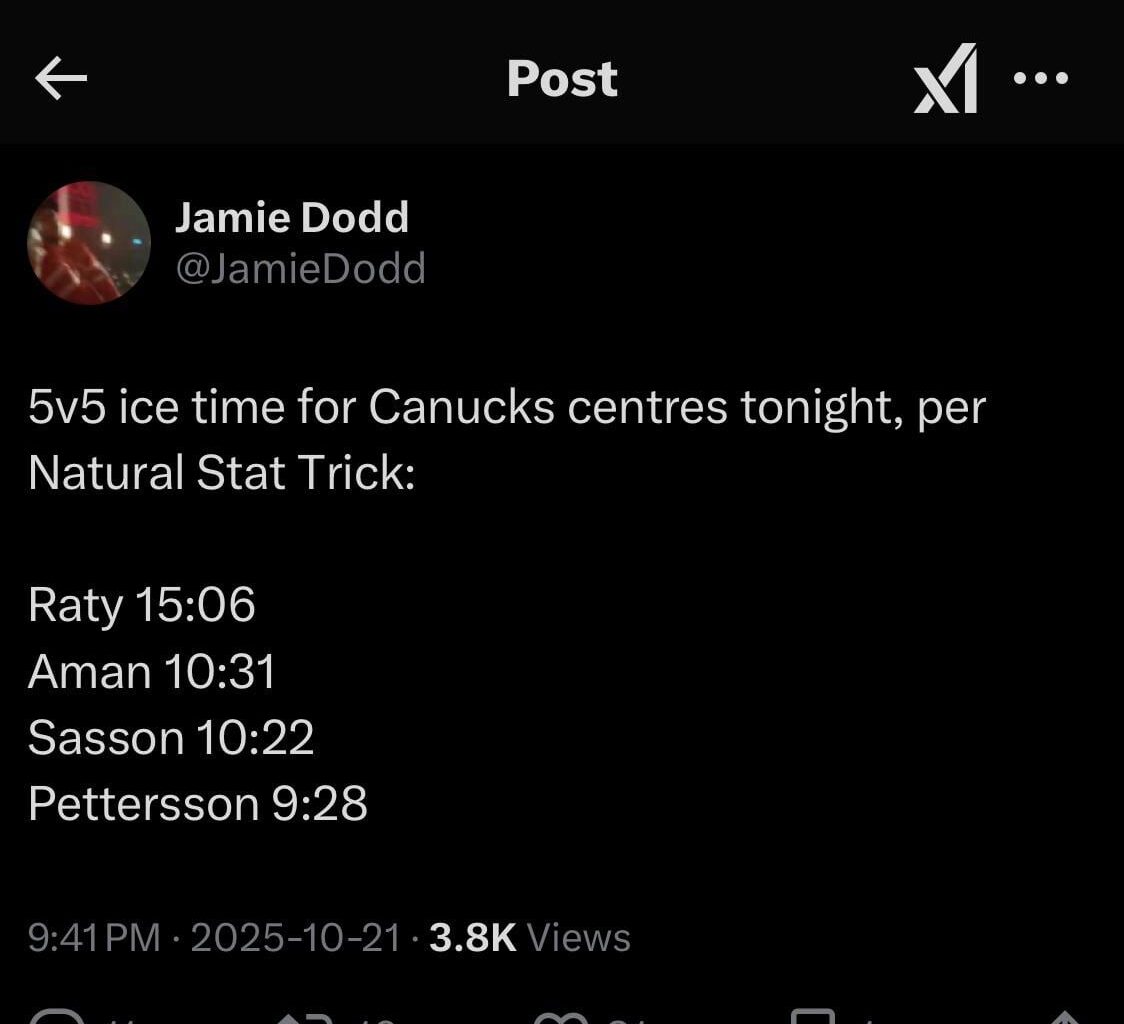Canucks centre deployment today [Dodd]