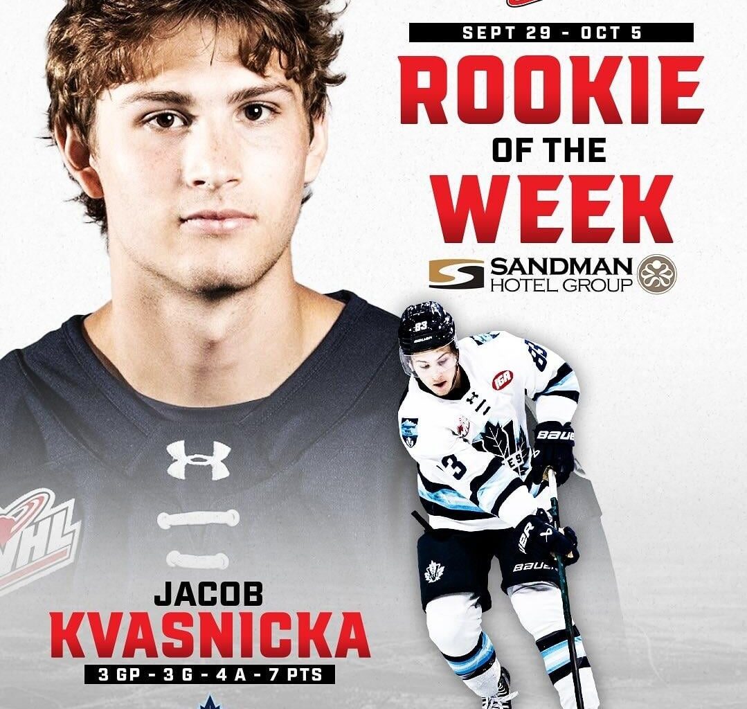 Jacob Kvasnicka named WHL Rookie of the Week