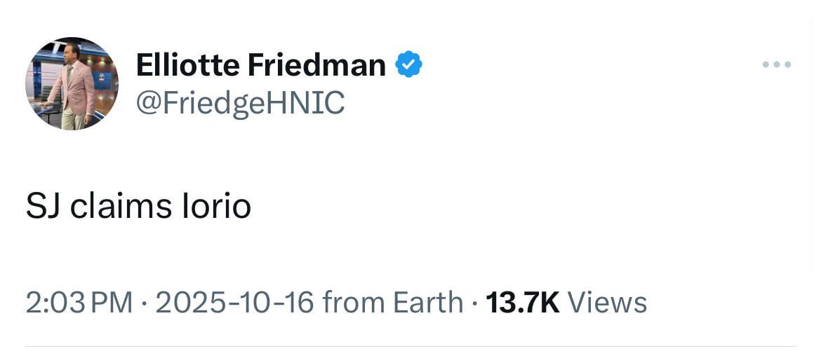[Friedman] The San Jose Sharks have claimed Vincent Iorio on waivers from Washington