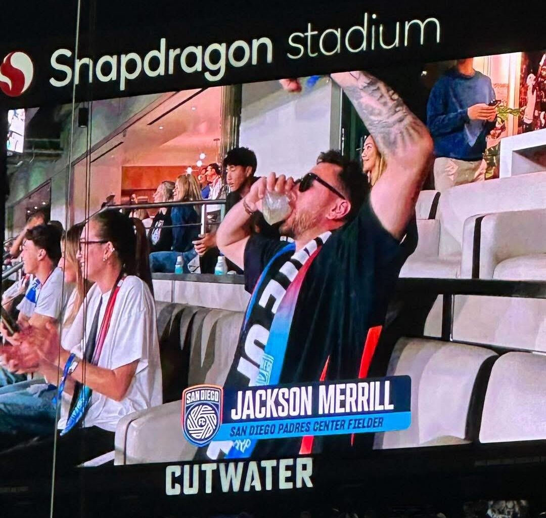 Jackson Merrill enjoying the first ever SDFC playoff game.