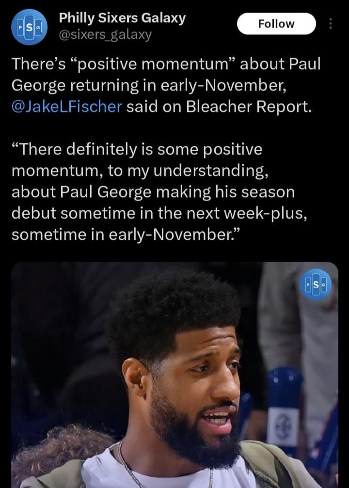 PG expected to make season debut within the next two weeks