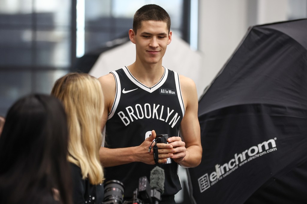 Brooklyn Nets guard Egor Demin at Media Day.