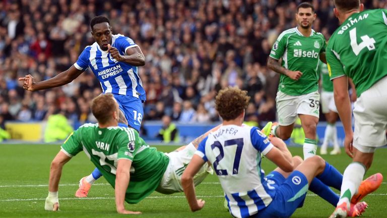 Danny Welbeck restores Brighton's lead against Newcastle