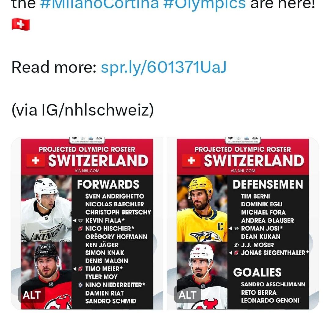 [NHL]: The projected rosters for Switzerland at the MilanoCortina Olympics are here! 🇨🇭