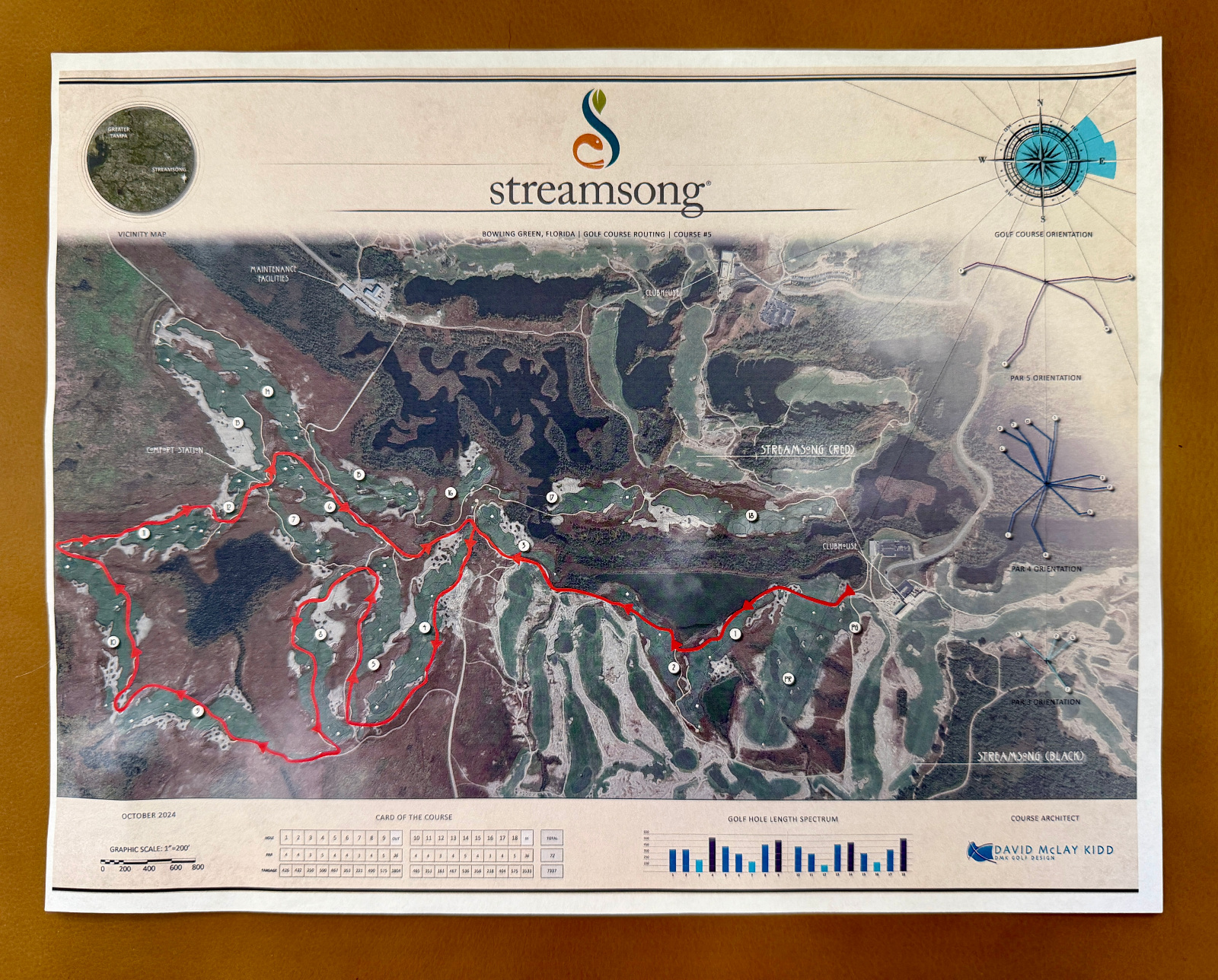 map of the Streamsong 5th golf course by David McLay-Kidd