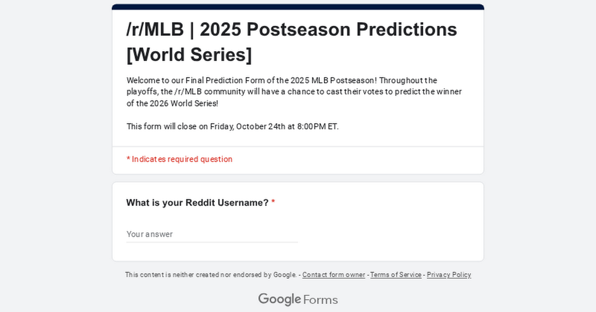 [World Series] Pick Em Predictions